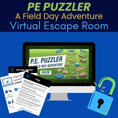 a computer screen with the text pe puzzler a field day adventure virtual escape room