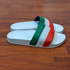 Adidas Adilette Slides 'Italy' (Size Us Mens 6/Wmns 7). Condition Is New Without Box. Come As Seen In Pictures. Any Questions Send A Message. All Items Are Shipped Within 24hrs Of Purchase Adidas White Slip-on Sandals, Adidas White Sporty Slides, White Slip-on Casual Slides, White Slides With Rubber Sole For Spring, Casual White Slides With Rubber Sole, Adidas Sporty White Sandals, White Non-slip Adidas Slides, Sporty White Adidas Sandals, White Low-top Sandals With Removable Insole