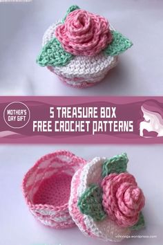 crochet patterns for baby shoes and booties with the text 5 treasure box free crochet patterns