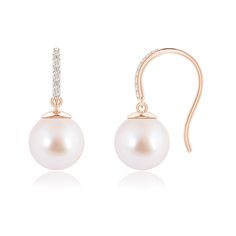 These Akoya cultured pearl drop earrings feature a minimalistic yet alluring design. The pearl hangs gracefully from a peg and marks the beauty of this style. Designed in 14K rose gold, these earrings feature diamond-studded ear wires that are easy to wear and look absolutely gorgeous. Akoya Pearl Earrings, Akoya Pearls, The Pearl, Diamond Drop Earrings, Pearl Drop Earrings, Pearl Drop, Cultured Pearls, 18k Rose Gold, Ear Wires