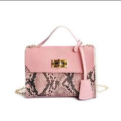 Snakeskin Print Hand Bag, Women's Buckle Decor Shoulder Flap Bag, Chain Crossbody Purse Cheap Pink Shoulder Bag With Chain, Cheap Retro Pink Shoulder Bag, Cheap Pink Retro Shoulder Bag, Leather Mobile Phone Bag, Colour Blocking Fashion, Retro Handbags, Lace Print, Chain Fashion, Unique Boutique