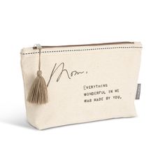 Dear You Zip Pouch - Mom | Cornell's Country Store Rectangular Cotton Pouch For Personal Use, Rectangular Cotton Cosmetic Bag For Daily Use, Everyday Cotton Zipper Pouch Cosmetic Bag, Canvas Pouch Cosmetic Bag For Gift, Canvas Cosmetic Pouch As Gift, Everyday Cotton Pouch, Rectangular Cotton Gift Pouch, Everyday Cotton Rectangular Pouch, Inspirational Bags For Mother's Day Gift