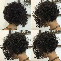 Vista posterior do Bob Corte de cabelo para Cabelos Cacheados  #cabelo #cabelos #cacheados #corte #para #posterior #Vista Curly Full Lace Wig, Short Permed Hair, Curly Short, Penteado Cabelo Curto, Curly Bob Hairstyles, Permed Hairstyles, Short Haircut