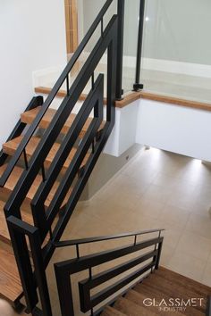 the stairs are made of metal and wood