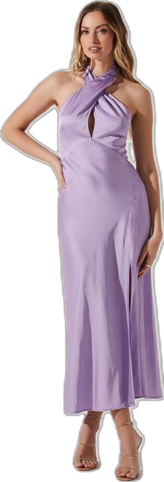 Halter Neck Midi Dress, Halter Dresses, Back Dresses, Astr The Label, Open Back Dresses, Midi Length Skirts, Fuchsia Color, Satin Material, Halter Neckline