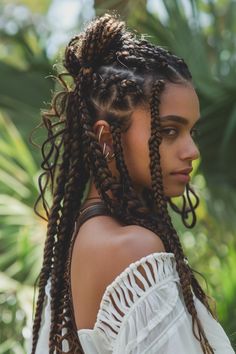 Explore a world of braiding possibilities! This list features 50 stunning braided hairstyles that celebrate diversity and personal style in 2024  👆 Click for more ideas！ Black Beauty