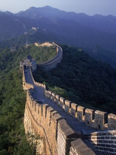 an aerial view of the great wall of china