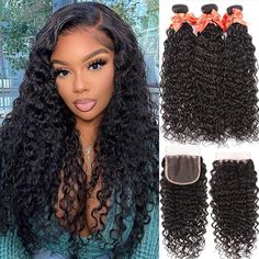 PRICES MAY VARY. 💎Hair Material:100% Brazilian Virgin Human Hair Bundles Cut Directly From One Donor-Higher Quality,Shiny&Bouncy,Soft &Thick,Healthier And More Natural,Looking Just like Your Own Hair 💎Hair Texture:Water Wave Bundles and Closure,10A Wet and Wavy Bundles with Closure,Ocean Curly Bundles with Free Part Closure Human Hair Extensions,Natural Black Color 💎Water Wave Bundles Length&Weight:8-28inch,95-105g/Bundle,180% Density,Hand Tied;Machine Double Weft to Prevent Hair Shedding,No Wet And Wavy Sew In With Closure Curly Hair, Wet And Wavy Sew In, Sew Ins With Closure, Water Wave Weave, Wavy Bundles, Curly Bundles, Brazilian Hair Bundles, Bundles With Closure, Hair Shedding