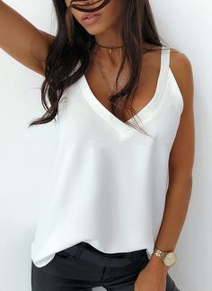 Our White V-neck Knit Tank is designed for optimal comfort and style. Crafted from soft cotton-blend fabric, it's perfect for summer days. The v-neck design adds a classic touch. Enjoy your summer and stay comfortable with this stylish tank.Has mild stretch, nice quality cotton knit fabric. Backless Shirt, Backless Top, Summer Blouses, Boho Summer, Fashion Colours, Wide Straps, V Neck Tops, Sleeveless Blouse, Elegant Fashion