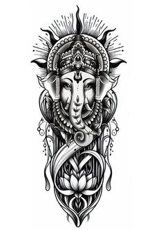 Hamsa Ganesha Tattoo, Laos Tattoos, Ganesha Tattoo Mandala, Lord Ganesh Tattoo, Ganesh Tattoo Design, Ganesha Tattoo Design, Ganpati Tattoo, Danny Tattoo, Maa Tattoo Designs