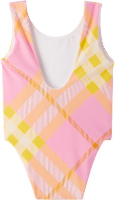 Stretch nylon jersey one-piece swimsuit. Check pattern printed throughout. · Scoop neck · Low back · Fully lined · Hand-wash Supplier color: Carnation pink Burberry Size: child's height 6M: 27 / 68.5 cm 9M: 29 / 73.5 cm 1Y: 31.5 / 80 cm 18M: 34 / 86.5 cm 2Y: 36 / 91.5 cm Burberry Baby, Carnation Pink, Check Pattern, Low Back, Baby Shop, Baby Pink, One Piece Swimsuit, Burberry, Print Patterns