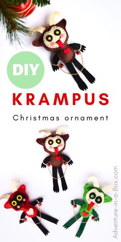 christmas ornaments made out of paper with the words diy kramps on them