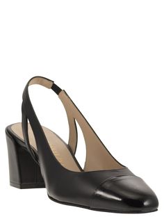 The SLEEK 50 lends casual sophistication to any outfit. This timeless décolleté with toe cap detail and classic round toe rests on an easy-to-wear 50 mm block heel. Crafted by artisans in Spain, it is finished with a strap on the heel complete with an elasticated insert for an easy fit. - Block heel - Rounded toe - Strap on heel with elastic insert DESIGNER ID: SF964 BLKComposition: Upper: Leather and Glossy leather Lining: Leather Sole: Rubber Wide Fit Block Heel Formal Heels, Wide Fit Block Heel Formal Shoes, Wide Fit Formal Block Heel Shoes, Elegant Pointed Toe Court Shoes With Rubber Heel Cap, Elegant Closed Toe Heels With Rubber Heel Cap, Formal Wide Fit Heels With Block Heel, Classic Closed Toe Slingback Pumps With Deep Heel Cup, Modern Court Shoes With Block Heel And Removable Insole, Modern Court Shoes With Removable Insole And Block Heel