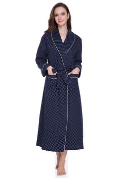 PRICES MAY VARY. Pre-shrunk 100% Cotton. This lightweight robe made from our premium 100% cotto fabric, It is comfortable and warm. Cotton is a highly sustainable and re-newable resource, meaning you can enjoy peace of mind while you lounge in this soft robe for women. Simple to wash: machine wash on cold, and dry on low heat in the dryer. Matching belt and inside closure ties for a comfortable fit. For full size chart please check size chart attached or scroll down to Product Description. This Fitted Long Sleeve Lounging Robe, Cotton Long Sleeve Robe For Winter, Winter Sleep Robe In Cotton, Winter Cotton Sleep Robe, Fitted Long Sleeve Home Robe, Winter Sleep Cotton Robe, Fitted Long Sleeve Robe, Cotton Long Sleeve Overnight Robe, Fitted Long Sleeve Robe For Loungewear