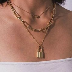 Kalung Choker, Necklace Chain Types, Lock Pendant, Metal Choker, Lock Necklace, Neck Accessories, Retro Mode, Heart Chain, Neck Jewellery