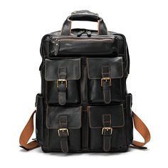 Genuine Leather Travel Office Laptop Backpack – Boho Living Room Black Leather Travel Bag For Outdoor Activities, Black Leather Travel Bag For Outdoor, Black Leather Outdoor Travel Bag, Functional Leather Backpack For Travel, Functional Large Capacity Leather Backpack For Travel, Outdoor Leather Backpack With Large Capacity, Leather Backpack With Large Capacity For Outdoor, Black Large Capacity Backpack For Adventure, Large Capacity Leather Backpack For Outdoor