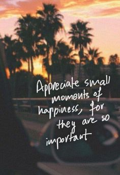 an image with the words appreciate small moments of happiness for they are so important