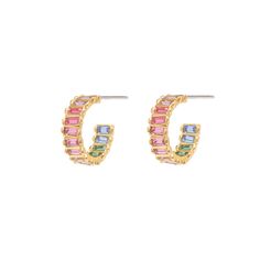 XS Baby Serena Hoops in Gold Rainbow– Melissa Lovy Stone Hoop Earrings, Black Fr, Gold Hoops, Accessories Rings, Jewelry Care, Ring Gift, Coupon Codes, Sale Items, Swarovski Crystals