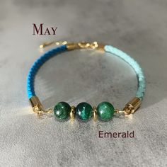 All bracelets are handmade and designed by us. In our store you will find high quality jewelry and in a reasonable price. -Bracelet Description- Emerald, the birthstone for May, is associated with growth, harmony, and wisdom. It is believed to symbolize love for those born in this month. All crystal beads in our store are natural and in high grade.  As we always looking for making our design something different from others, for this bracelet we use real soft leather cord with two different ways Handmade Adjustable Jade Beaded Bracelet, Adjustable Handmade Jade Beaded Bracelets, Adjustable Handmade Jade Beaded Bracelet, Handmade Round Beads Bracelets For Birthday, Handmade Round Bead Bracelets For Birthday, Handmade Jade Beaded Bracelets As Gifts, Handmade Spiritual Leather Bracelet With Round Beads, Handmade Spiritual Bracelet For Birthday, Handmade Adjustable Beaded Bracelets For May Birthstone