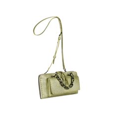 Borsa a tracolla/ a mano, in pelle di vitello, finitura metallizzata
Catena decorativa, intrecciata con la pelle 
Tracolla in pelle removibile e regolabile, 100 cm / 39,97"

Esterno, tasca per telefono con chiusura con automatico, 19 x 10 x 2 cm (7,48" x 3,93" x 0,78")
Chiusura con cerniera
All'interno, fodera in pelle, 8 scomparti per carte , 2 scomparti a bustina
Dimensioni: H.14 x L.28 x P.7 cm / 5,51" x 11,02" x 12,76"
Realizzata a mano a Vigevano - Italia
BD5719 Ocean Baguette Gioiello Graffiato Luxury Evening Phone Bag With Adjustable Strap, Gold Leather Chain Wallet, Gold Leather Wallet On Chain, Gold Luxury Phone Bag, Luxury Gold Phone Bag For Everyday, Luxury Crossbody Wallet On Chain With Adjustable Strap, Evening Phone Bag With Chain Strap, Luxury Wallet On Chain With Adjustable Crossbody Strap, Gold Crossbody Phone Bag With Detachable Strap