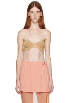 Semi-sheer polyester tulle bra. · Square neck · Adjustable shoulder straps · Hook-eye fastening at back · Partial stretch silk-blend crepe lining Supplier color: Beige Flower Bra, Cute Hairstyles For School, Hairstyles For School, Hook Eye, Cute Hairstyles, Square Neck, Shoulder Straps, Apparel Accessories, Silk