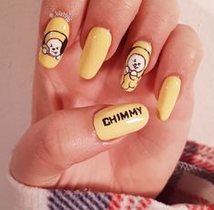 Yellow Nail, Nail Swag, Bts Merch, Cute Nail Art