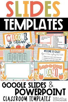 the front and back sides of google slides and powerpoint classroom templates