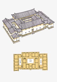 an architectural drawing of a chinese house