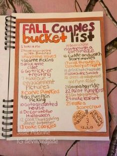 the fall couples bucket list is displayed in front of a tree