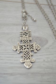 African Ethiopian Coptic Cross Necklace African Jewelry Bohemian Ankh Necklace In Metal, Spiritual Metal Cross Necklaces, Bohemian Ankh Silver Jewelry, Bohemian Silver Ankh Jewelry, Bohemian Cross Pendant Jewelry Gift, Handmade Silver Cross Pendant Necklace, Handmade Silver Necklace With Cross Pendant, Bohemian Ankh Jewelry For Festivals, Bohemian Ankh Shaped Jewelry For Festivals