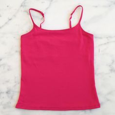 New Without Tag. Express Cotton And Spandex Cami With Built-In Bra. Pretty And Stretchable. Max Length 20", Armpit To Armpit 13.5" Can Stretch To 19", Waist Width 13" Can Stretch To 19". 95% Cotton. 5% Spandex. Pink Elastane Top With Built-in Bra, Pink Top With Built-in Bra, Basic Fitted Tops With Adjustable Straps, Red Elastane Tank Top For Spring, Red Stretch Camisole With Tank Straps, Fitted Tops With Adjustable Straps In Elastane, Basic Red Stretch Tank Top, Red Stretch Cami Top, Red Fitted Tank Top With Adjustable Straps