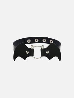 Punk Bat Vampire PU Necklace - Anagoc Gothic Metal Choker For Concerts, Punk Style Jewelry For Halloween Concert, Alternative Halloween Jewelry For Concert, Alternative Style Jewelry For Halloween Concert, Black Jewelry For Halloween Concert, Gothic Choker For Concert, Edgy Metal Choker For Halloween, Emo Jewelry For Halloween Cosplay, Grunge Choker For Cosplay