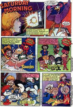 an old comic strip with cartoon characters in it