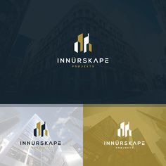 the logo for innurskape properties is shown in three different colors and shapes