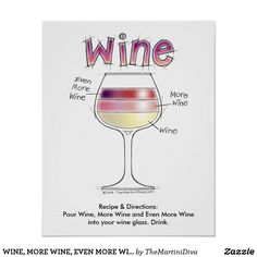 a wine glass with the words wine written on it and labeled in red, white, and blue