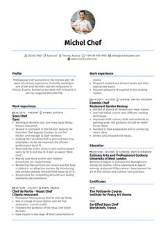 a professional chef resume with no work experience