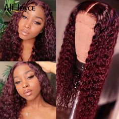 Lace Closure Hairstyles, Curly Lace Wig, Long Red Hair, Curly Human Hair Wig, Curly Lace Front Wigs, Burgundy Hair, Hair Closure, Lace Closure Wig, Hd Lace