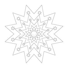 an abstract star pattern with stars in the middle and one line on top, black and white