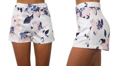 These lovely floral shorts are absolutely perfect. Featuring flat front pockets and zippered backside; these shorts pair perfectly with a bodysuit or cropped top and wedges, heels or sandals. Pair with statement jewelry and you can easily take these shorts from a cute but casual day look to a fabulous rocking look for a night on the town. Made with a cotton blend for comfort and style. Wedges Heels, Wardrobe Tips, Outfits Chic, Nice Style, Drawing Clothes, Floral Shorts, Chic Fashion, Lily Of The Valley, Cropped Top