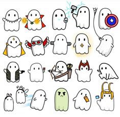 a bunch of ghost characters with different expressions