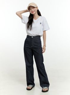 Product Detail Style : Casual Occasion : Back to school Detail : Stitch Fit : Wide fit Cotton 100 Color : Dark blue, Black, White Made in Korea Model Size Model is wearing size S(Length-M) and the color Dark blue. Height : 5'5" | 165cm / Top : S / Bottom : S (26 inch) .prddescription table, .prddescription td, .prddescription th { border : 1px solid black; border-collapse : collapse; padding: 10px; } Size(Inch) Size Waist Hip Thigh Rise Hem Total Length S(Length-S) 24.8" 36.2" 20.9" 11.8" 9.4" 3 Bolero Sweater, Clean Fashion, Stitch Fit, Tank Top Straps, Prom Outfits, Front Tie Top, Fashion Korean, Shrug Sweater, Korean Street Fashion