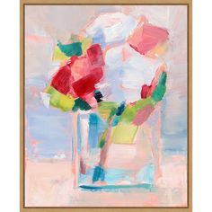 an abstract painting of flowers in a vase