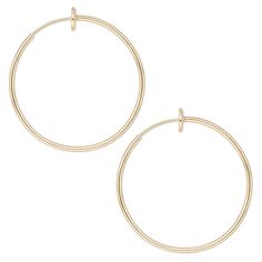 Want to wear stylish earrings but don't have pierced ears?Lightweight gold-plated brass hoops have a specially-designed spring closure that creates a pierced-ear look while providing a comfortable fit. Hoop is approximately 1.5mm thick. Nickel-free Gold-tone Hoop Earrings, Yellow Gold Open Circle Hoop Earrings, Everyday Gold-tone Hoop Earrings, Gold-tone Hypoallergenic Hoop Earrings, Gold Hypoallergenic Hoop Earrings, Nickel-free Small Gold-tone Hoop Earrings, Gold Clip-on Hoop Earrings For Everyday, Adjustable Clip-on Small Hoop Earrings, Hypoallergenic Gold-tone Hoop Earrings