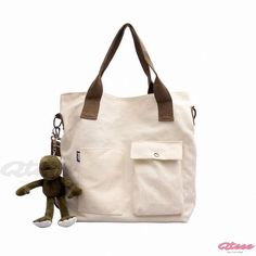 Qteee - Frog-themed Canvas Crossbody Bag for School Use: Stylish and Functional Accessory Casual Cotton Satchel For School, Casual Cotton Bags For Errands, Casual School Satchel With Paper Bag Included, Casual Cotton Satchel With Removable Pouch, Casual Satchel Backpack For Errands, Casual School Canvas Bag With Removable Pouch, Monster Backpack, Bunny Backpack, Embroidered Backpack