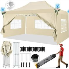 an image of a tent set up with tools and accessories for decorating the room