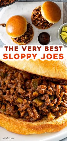 the very best sloppy joes on a white plate