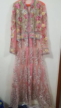 Coral Beaded Jacket , Women Embroidered Jacket, Floral Jacket, Peach Jacket, Pakistani Gown, Pakistani Wedding Clothes by KaamdaniCouture on Etsy Pink Long Sleeve Embroidered Fabric For Wedding, Spring Wedding Choli With Floral Embroidery, Luxury Pink Nehru Jacket With Chikankari Embroidery, Reception Long Sleeve Choli With Floral Embroidery, Long Sleeve Floral Embroidery Choli For Reception, Traditional Long Sleeve Gown With Pearl Embroidery, Long Sleeve Wedding Choli With Pearl Embroidery, Anarkali Lehenga With Pearl Embroidery And Long Sleeves, Spring Wedding Choli With Intricate Embroidery