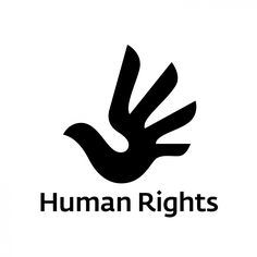 the logo for human rights is shown in black and white, with an image of a bird