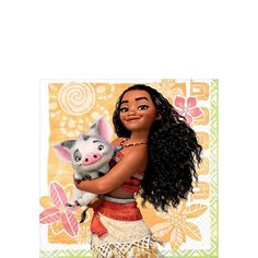 a cartoon character holding a pig in her arms