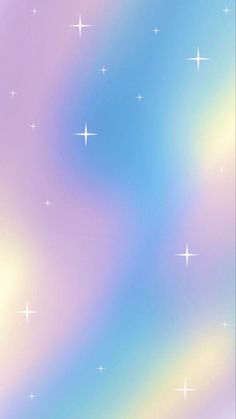 an abstract background with white stars and blue sky in the back ground, as well as pastel colors